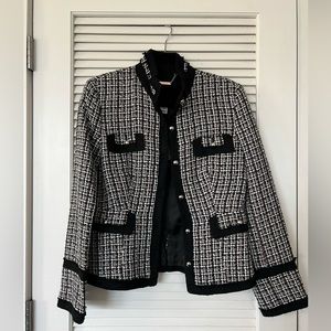 White House Black Market, size 8 | black/white/red tweed, fully lined blazer